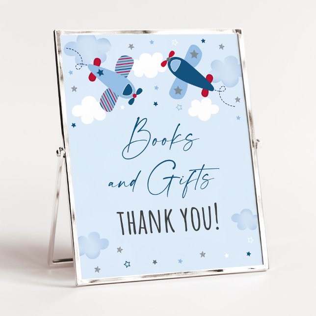 Airplane Clouds Books & Gifts Baby Shower Sign (Creator Uploaded)
