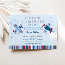 Airplane Clouds Boy Baby Shower Invitation