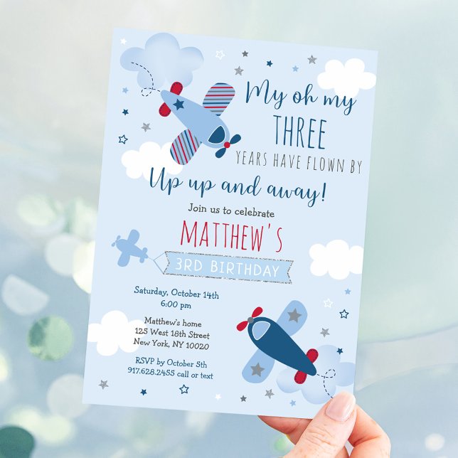 Airplane Clouds Boy Birthday Invitation (Creator Uploaded)