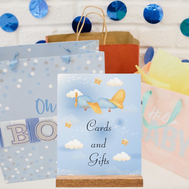 Airplane,Clouds & Stars, Blue, Baby Boy,Cute Acrylic Sign (Creator Uploaded)