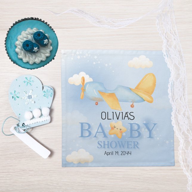 Airplane,Clouds & Stars, Blue, Baby Boy,Cute  Cloth Napkin (Creator Uploaded)