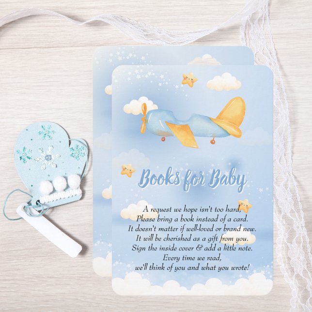 Airplane,Clouds & Stars, Blue, Baby Boy,Cute  Enclosure Card (Creator Uploaded)