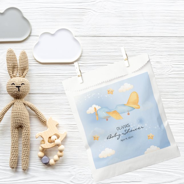 Airplane,Clouds & Stars, Blue, Baby Boy,Cute  Favor Bag (Creator Uploaded)