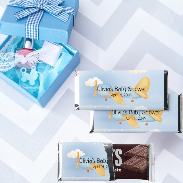 Airplane,Clouds & Stars, Blue, Baby Boy,Cute  Hershey Bar Favors (Creator Uploaded)