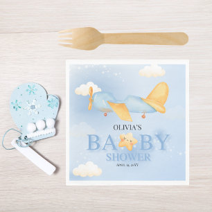 Airplane,Clouds & Stars, Blue, Baby Boy,Cute Napkins