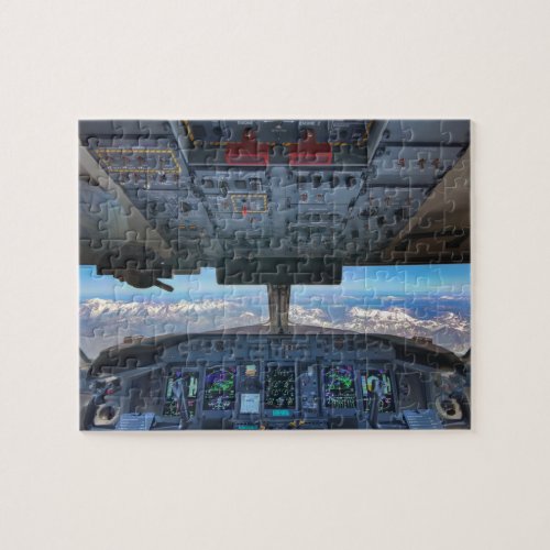 Airplane Cockpit view over the Alps Jigsaw Puzzle