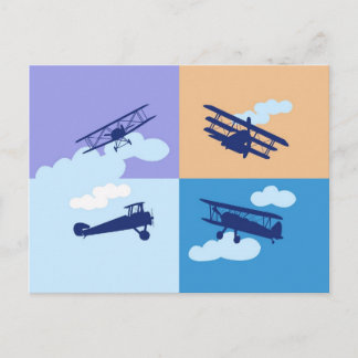Airplane collage on pastel colors. postcard