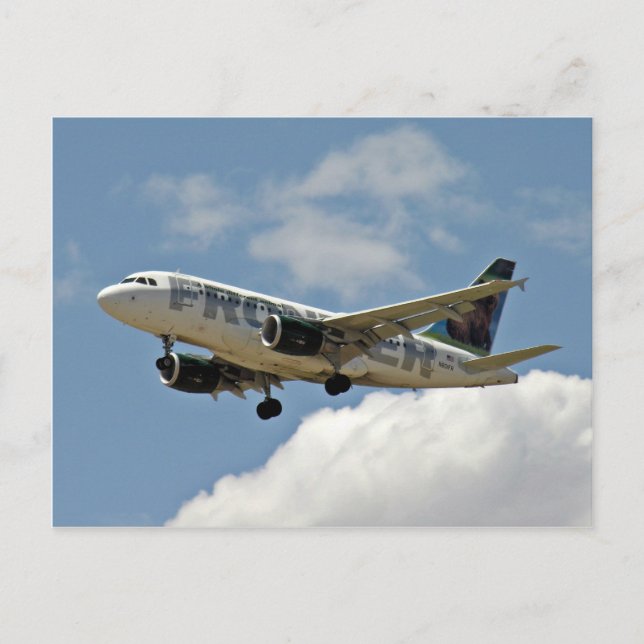 Airplane coming out of clouds and roar through sky postcard (Front)