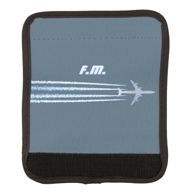 Airplane Contrails with (or without) Initials Luggage Handle Wrap (Front)