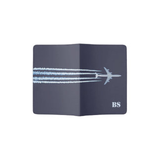 Airplane Contrails with (or without) Initials Passport Holder