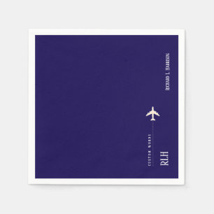 Airplane Dark-Blue Personalized Napkins