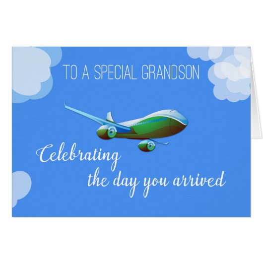 Airplane Day Adoption Green Airplane Cards (Front Horizontal)