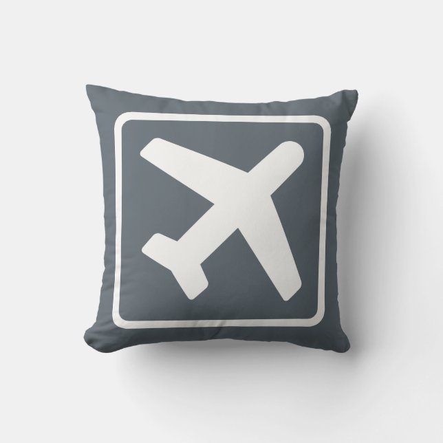 Airplane departure icon grey throw pillow (Front)