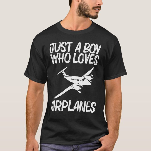 Airplane Designs For Boys Men Cool Pilot Plane Fly T-Shirt (Front)
