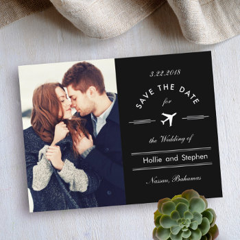 Airplane Destination The Date Postcard by marlenedesigner at Zazzle