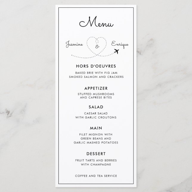Airplane | Destination Wedding  Menu (Front)