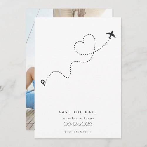 Airplane Destination Wedding Photo Save the Date