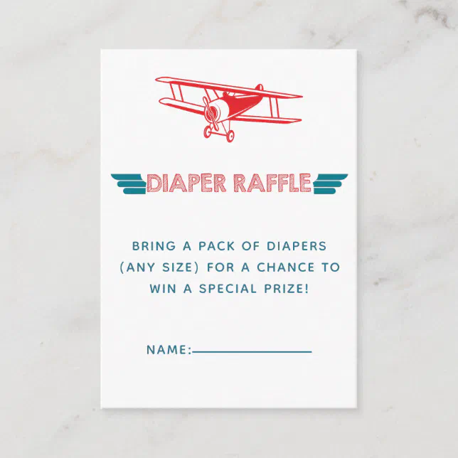 Airplane Diaper Raffle Tickets Enclosure Card | Zazzle