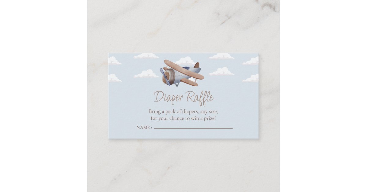 Airplane Diaper Raffle, Travel Baby Shower Enclosure Card | Zazzle