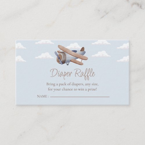 Airplane Diaper Raffle  Travel Baby Shower  Enclosure Card