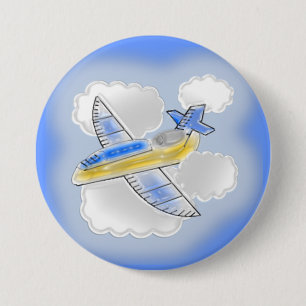 Airplane Dimensional Pinback Button