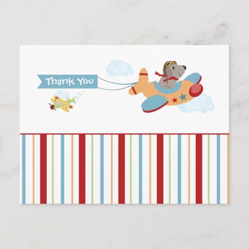 Airplane dog pilot boys thank you postcard