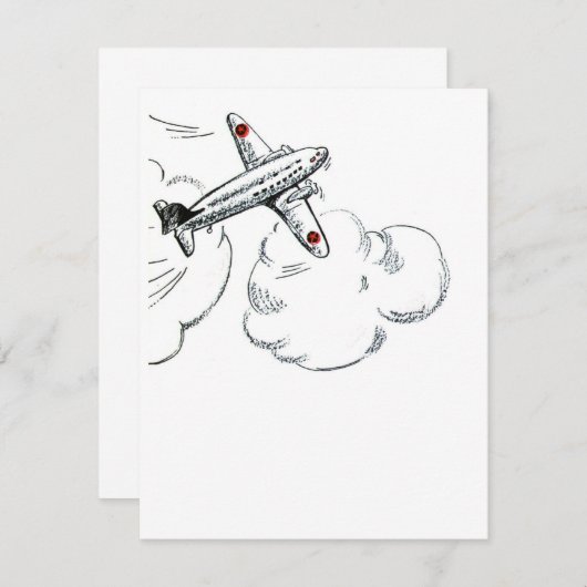 Airplane Drawing | Vintage Illustration (Front/Back)