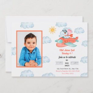 Airplane elephant birthday party Invitation