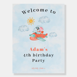Airplane Elephant Pilot Birthday welcome sign