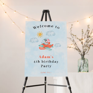 Airplane Elephant Pilot Birthday welcome sign