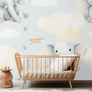 Airplane Elephant Watercolor Wallpaper