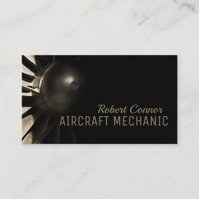 Airplane Engine Aircraft Mechanic Business Card (Front)