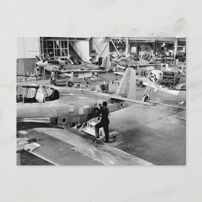 Airplane Factory: 1940 Postcard (Front)
