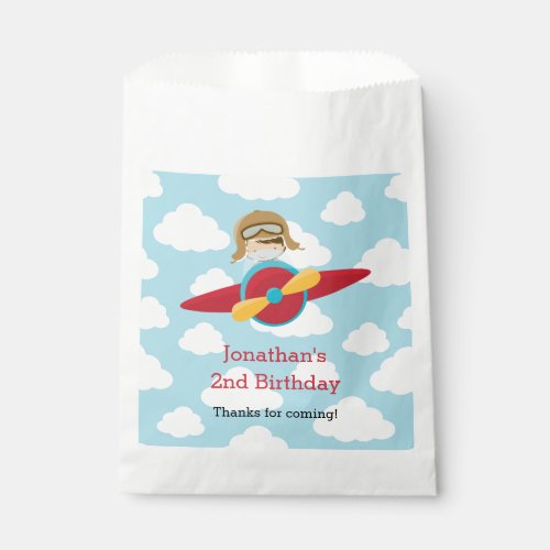 Airplane Favor Bags with Pilot Cloud Background