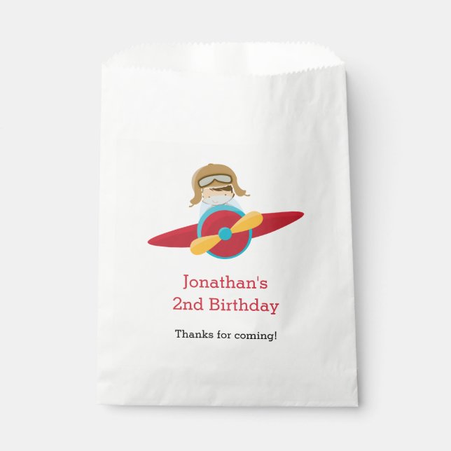 Airplane Favor Bags with Pilot Personalized (Front)