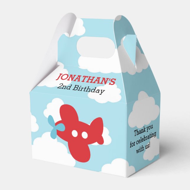 Airplane Favor Boxes (Blue & Red) (Front Side)