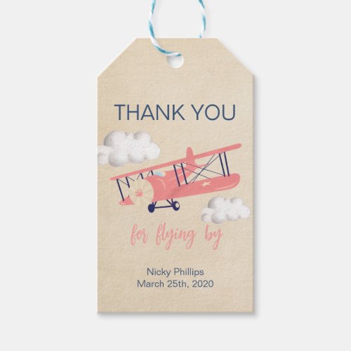 Airplane Favor Tags for Girl Birthday Party