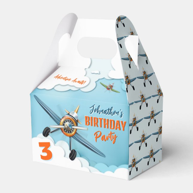 Airplane Fighter Pilot Birthday Favor Boxes (Front Side)