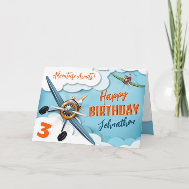 Airplane Fighter Pilot Boy Birthday Card (Front)