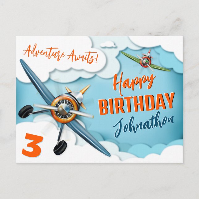 Airplane Fighter Pilot Boy Birthday Postcard (Front)