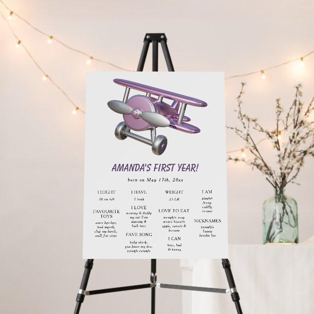 Airplane First Birthday Milestone Birthday Foam Board (In Situ (Stand))