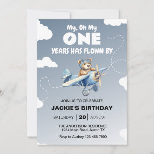 Airplane First Birthday Party Invitation