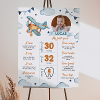 Airplane First Birthday Photo Milestone Poster