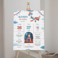 Airplane First Birthday Photo Milestone Poster