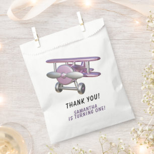 Airplane First Birthday Thank you Favor Bag
