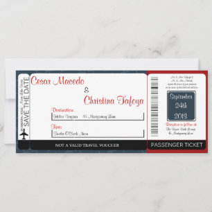 Airplane Flight Boarding Pass Wedding Invitation