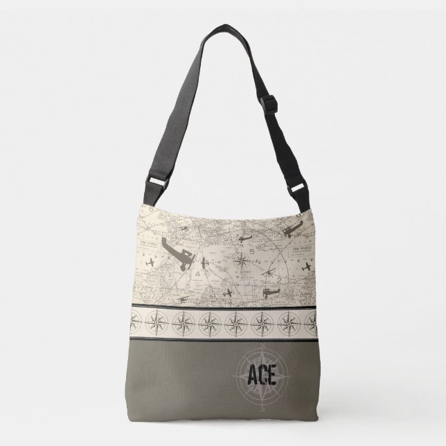 Airplane Flight Path Crossbody Bag (Front)