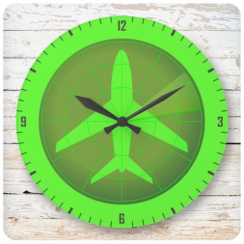 Airplane Flight Radar Airport Aviation Jet Plane Large Clock