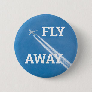 Airplane fly in the blue sky button