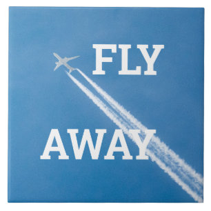 Airplane fly in the blue sky ceramic tile